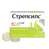 Стрепсилс табл д/детей с 6лет б/сах с лимоном №16