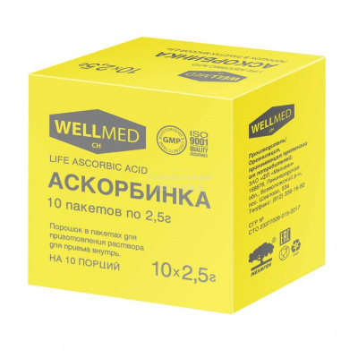 Аскорбинка Life Ascorbic Acid пор 2,5г №10