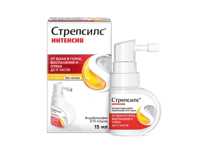 Стрепсилс Интенсив спрей 15мл мед/лимон