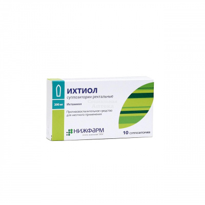 Ихтиол супп рект 200мг №10