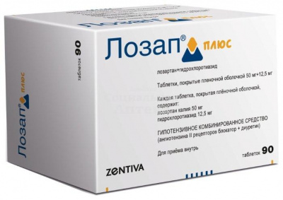 Лозап плюс табл п/о 50мг+12,5мг №90