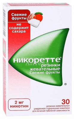 Никоретте Свежие фрукты жеват.резинка от курения 2мг №30