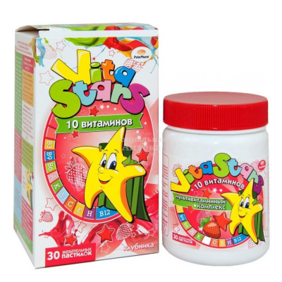 ВитаСтарс мультивит.компл 10вит пастилки жев №30 клубника
