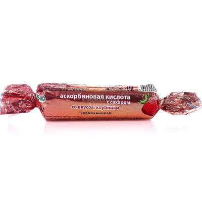 Аскорбиновая к-та с сахаром табл №10 крутка клубника