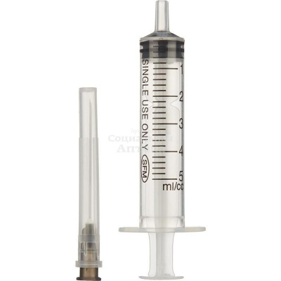 Шприц 3-х комп 5мл с иглой